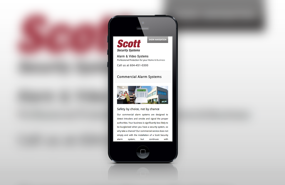 Scott Security Systems Responsive Website Design 02 iPhone by Solocube Creative - Solocube Creative Adds a New Feather to Its Cap by Designing the New Website for Scott Security