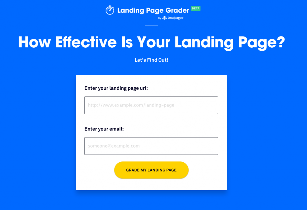 landing page grader leadpages 2017 1024x700 - Leadpages Review 2017 -  Landing Page Software & Marketing Funnels